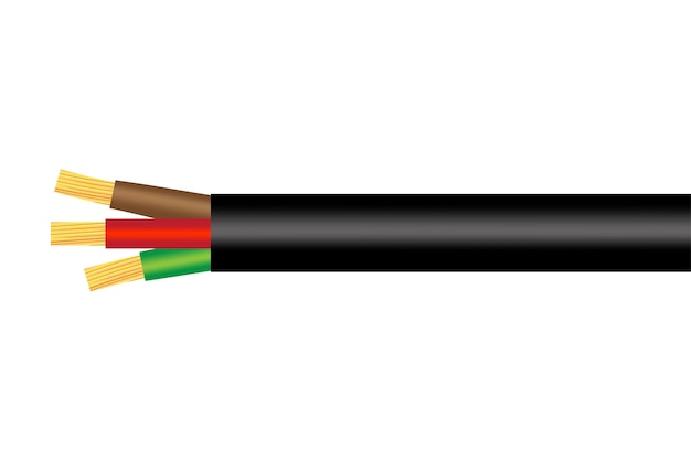 Bunte elektrische kabel drei drähte. technologiehintergrund. vektor-illustration.