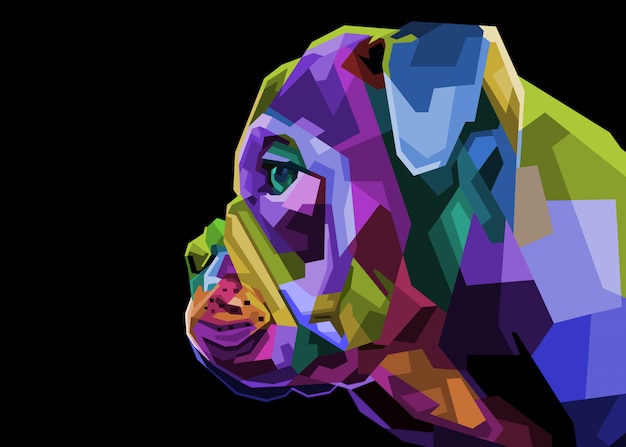 Vektor bunte englische bulldogge auf pop-art-stil. illustration.