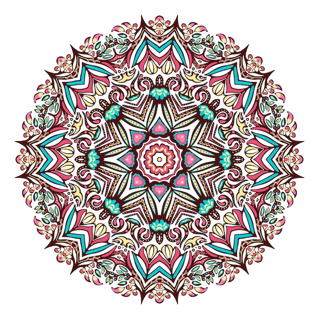 Bunte festival runde ethnische medaillonillustration. dekoratives mandala-design