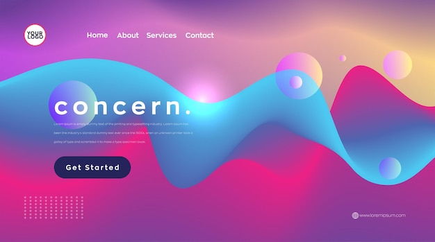 Vektor bunte flüssige wellen-landingpage-vorlage