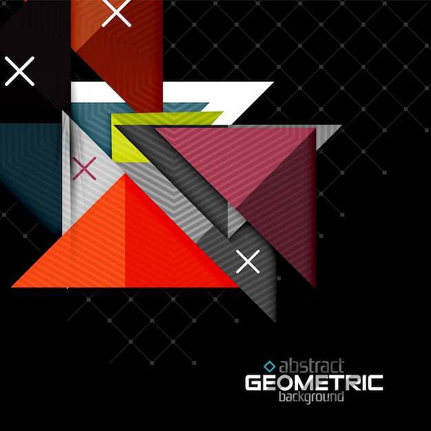 Vektor bunte geometrische formen mit textur auf schwarz moderne futuristische abstrakte designvorlage