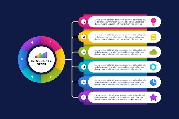 Bunte geschäftsschritte infografik vorlagendesign