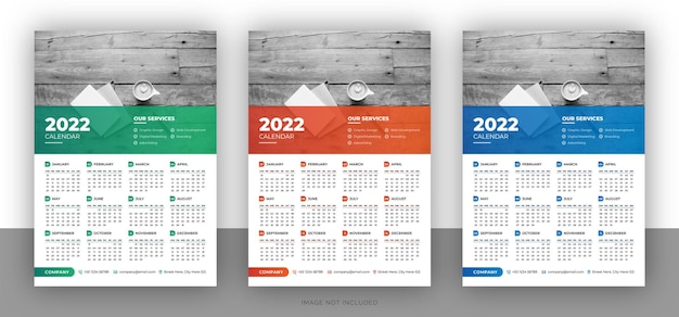 Bunte geschäftswandkalender-entwurfsschablone