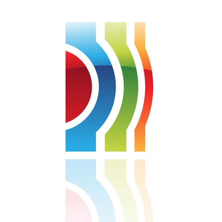 Vektor bunte gestreifte retro-abstrakte logo-ikone von geschwungenen formen