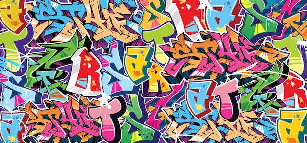 Bunte Graffiti Wand Kunst Hintergrund Street Art Hip-Hop Urban Vector Illustration Hintergrund.