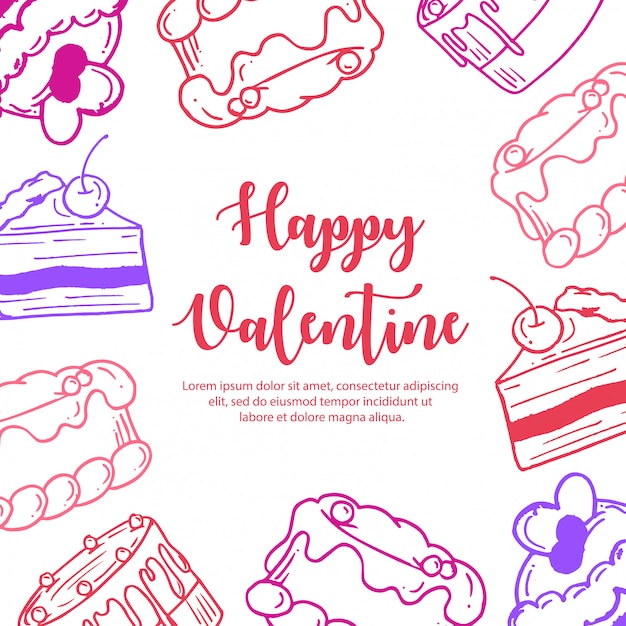 Bunte hand gezeichneter valentine pattern