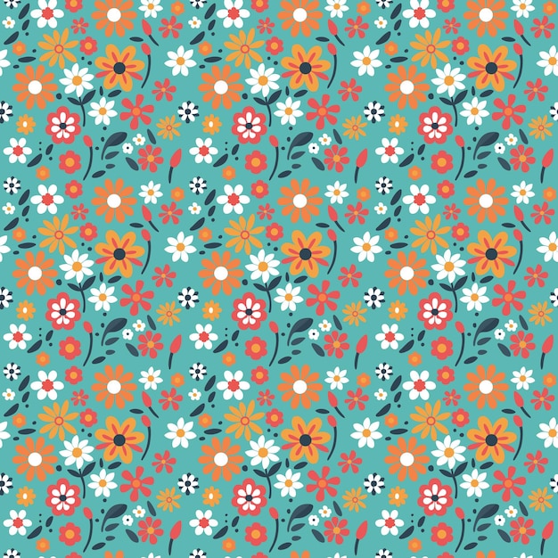 Bunte hand zeichnen blumen nahtlose muster vektor-design-vorlage