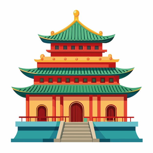 bunte Illustration einer traditionellen japanischen Burg