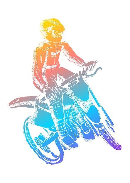 Bunte illustration eines mannreitens motocross