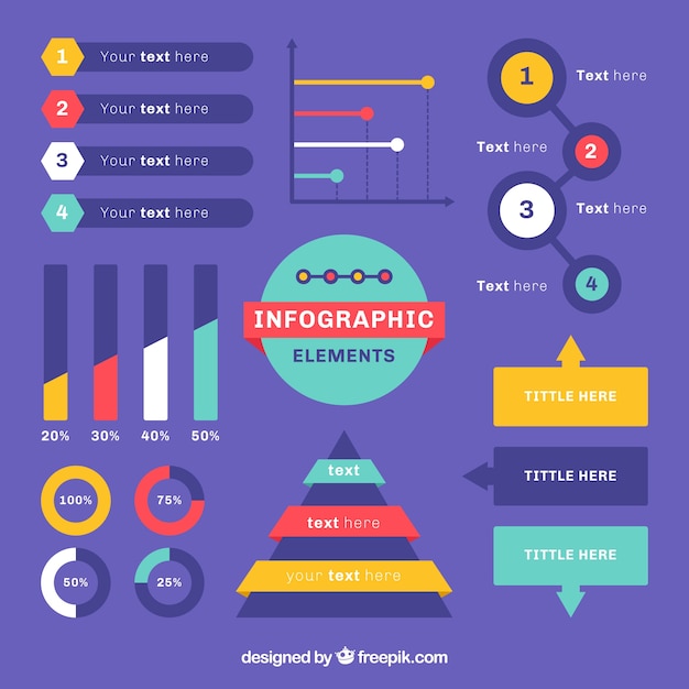 Bunte infografik elemente in flacher bauform