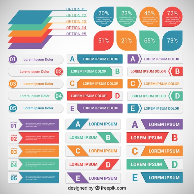 Bunte infografik etiketten