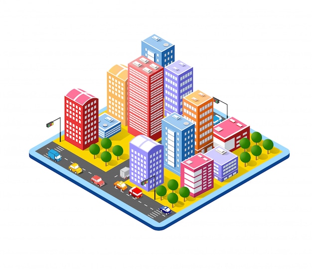 Bunte isometrische Stadt 3D