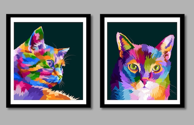 Bunte katze pop-art portrait isoliert dekoration poster design