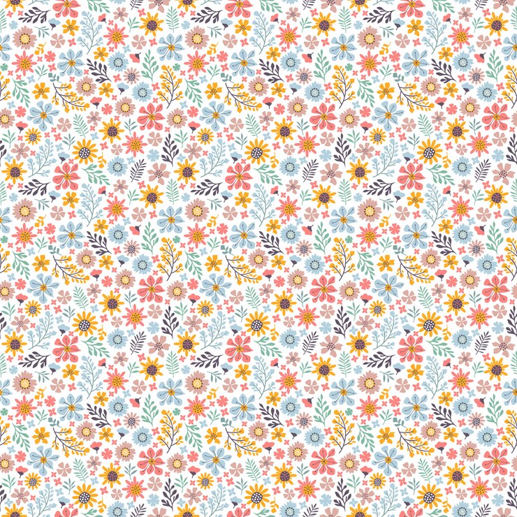 Bunte kleine Blume und Laub des nahtlosen Musters