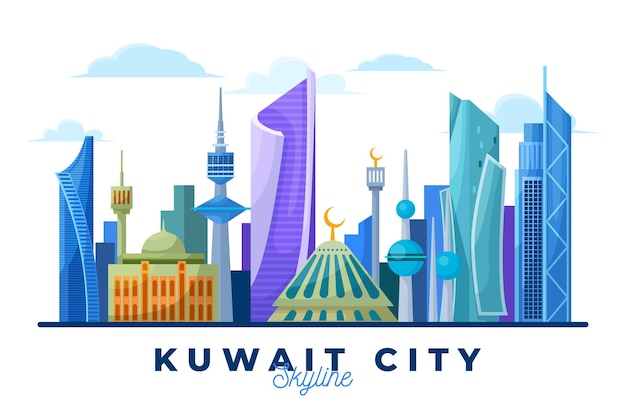 Vektor bunte kuwait-skyline