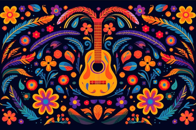 Bunte mexikanische Hintergrund-flache Design-Vektorillustration