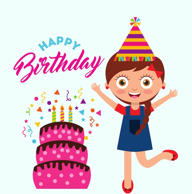Bunte minimalistische einfache Illustration Happy Birthday Instagram Post