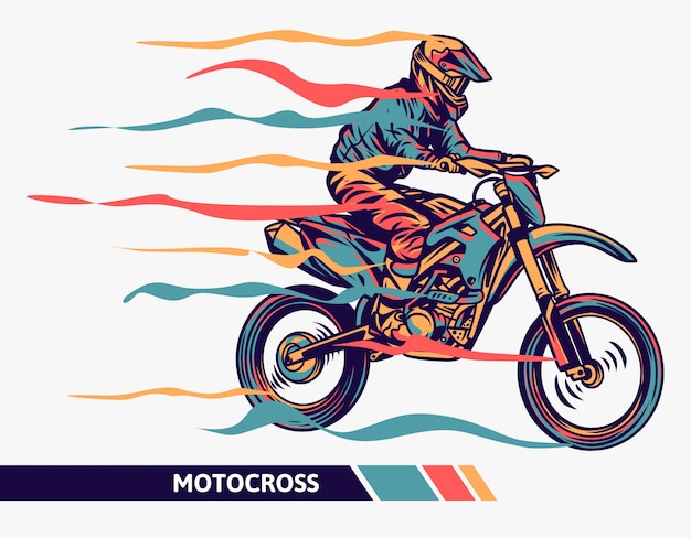 Vektor bunte motocrossillustration mit bewegungsliness