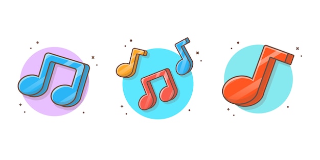 Bunte musik-anmerkungs-ikone. musiknoten, lied, melodie und melodienweiß lokalisiert