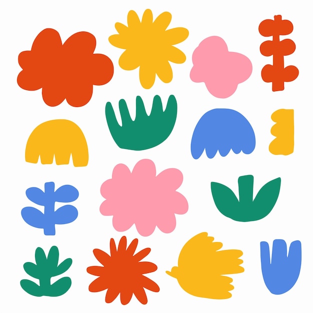 Bunte niedliche Illustrationsmustersammlung des organischen Formblumengekritzels