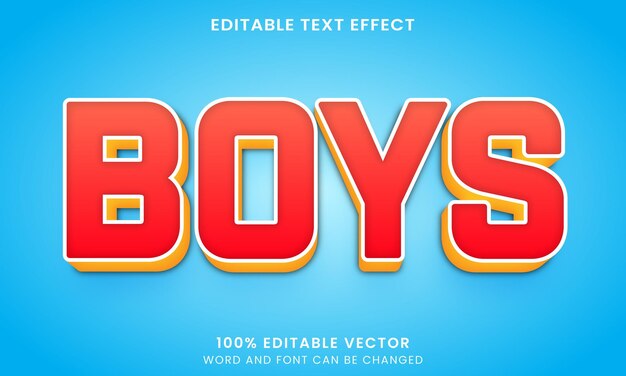 Vektor bunte, niedliche kinder, verspielter, bearbeitbarer texteffekt im 3d-grafikstil