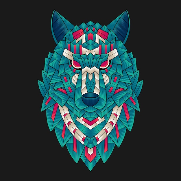 Bunte ornament wolf illustration