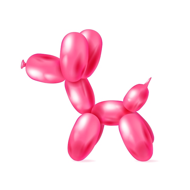 Bunte rosa Hundepudelillustration des Tierballons lokalisiert auf weißem Hintergrund