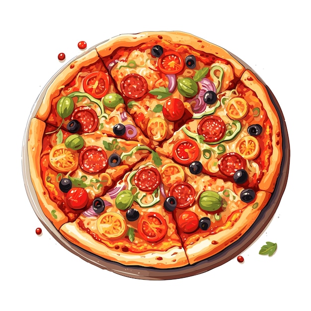 Bunte runde leckere Pizza Vektorillustration