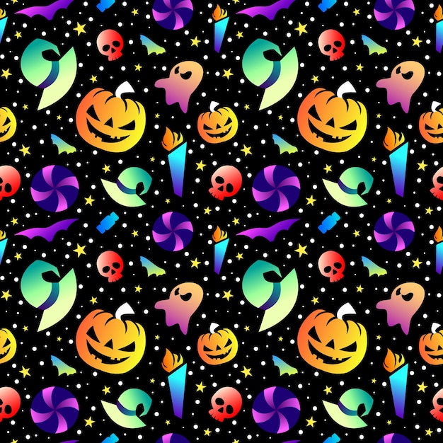 Bunte sammlung halloween nahtlose muster und farbverlauf design