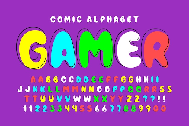 Bunte schrift des trendigen bubble-comic-alphabet-designs