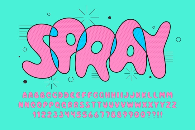 Bunte Schrift des trendigen Bubble-Comic-Alphabet-Designs