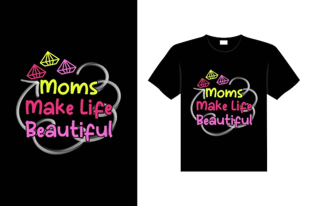 Vektor bunte schriftzug muttertag zitat happy mom shirt vektor typografie mama lovestshirt design