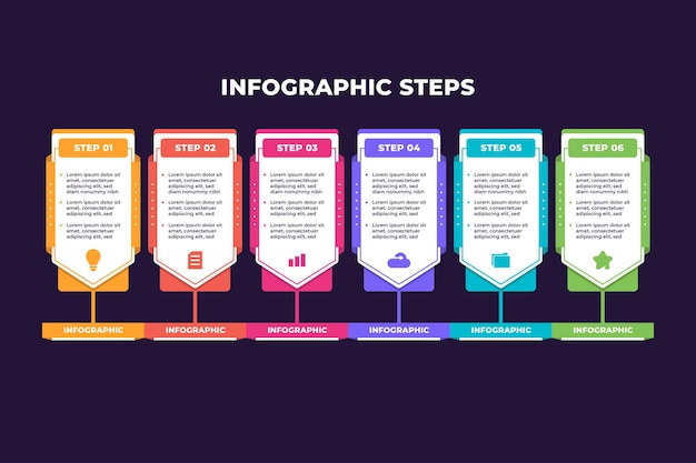 Bunte Schritte Infografik-Präsentation für Unternehmen