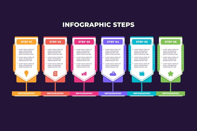 Bunte schritte infografik-präsentation für unternehmen