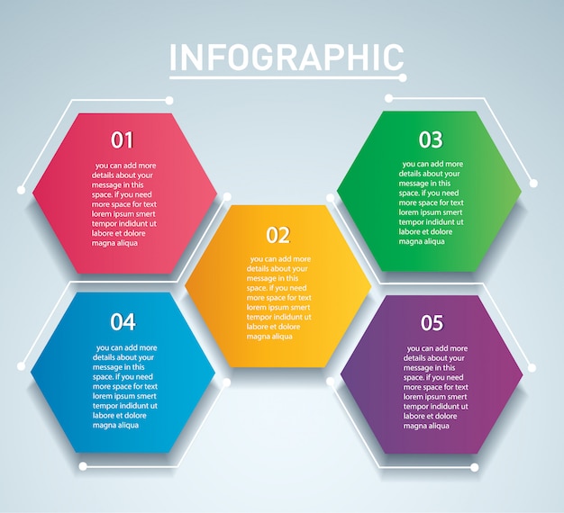 Bunte sechseck infographik vektor vorlage