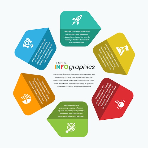 Bunte sechseckige pfeil-infografik-vorlage