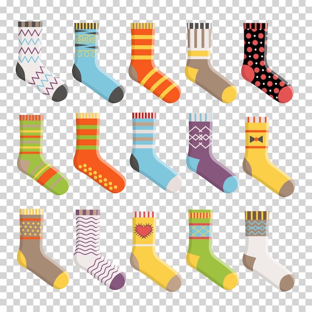 Bunte socken des flachen designs eingestellt