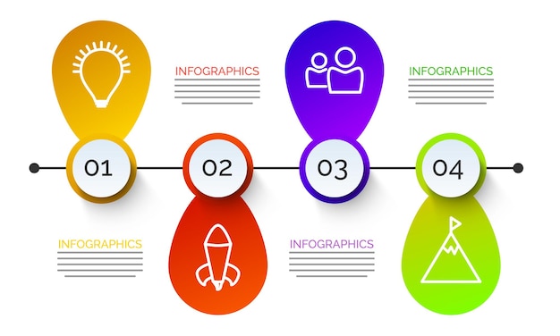 Bunte timeline-infografik mit symbolen