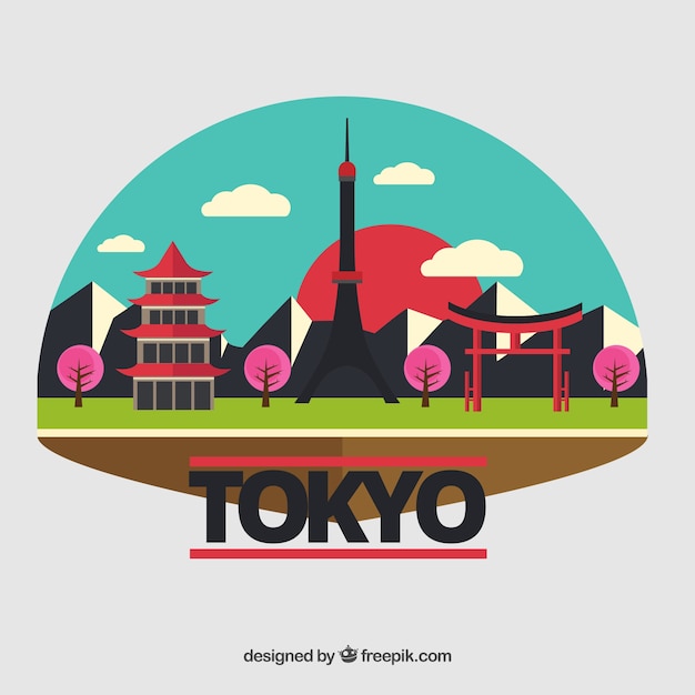 Vektor bunte tokyo landschaft