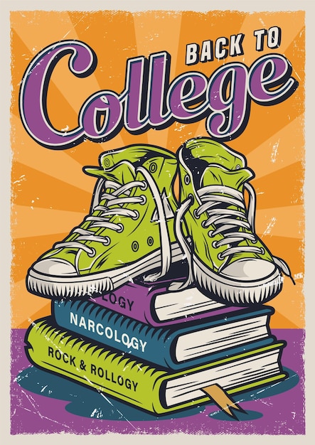 Bunte Vintage-College-Poster im Vintage-Stil