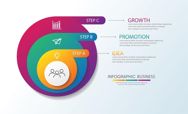 Bunte vorlage der infografik des präsentationsgeschäfts