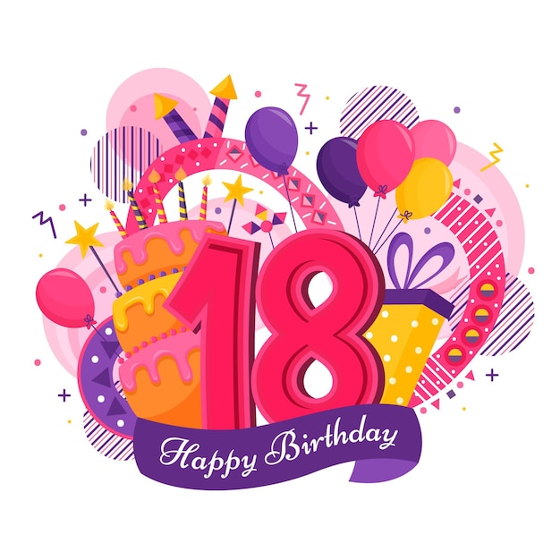 Bunter alles glückliche 18. Geburtstagshintergrund
