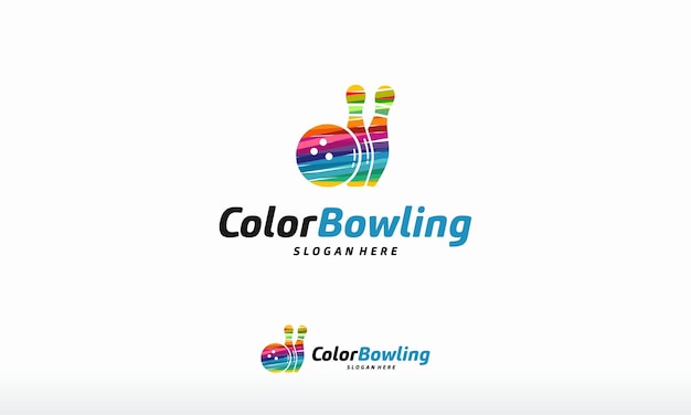 Bunter bowling-logo-vektor, sport-logo-design-vorlage, design-konzept, logo, logo-element für die vorlage