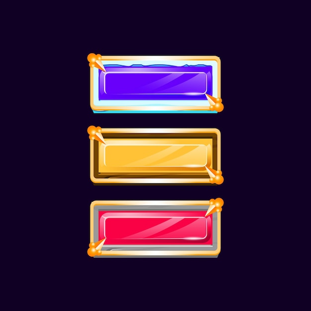 Bunter Diamant-GUI-Steineisknopf aus Holz mit goldener mittelalterlicher Grenze für Spiel-UI-Aktivpostenelemente