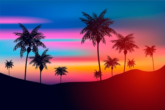 Bunter Hintergrund mit Palmenschattenbildthema