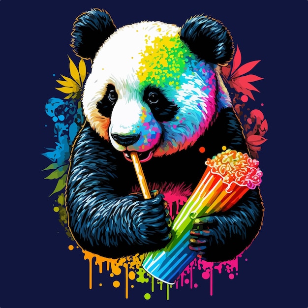 Bunter panda im pop-art-stil