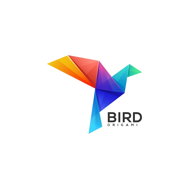 Bunter Stil des Logo-Origami-Vogelgradienten