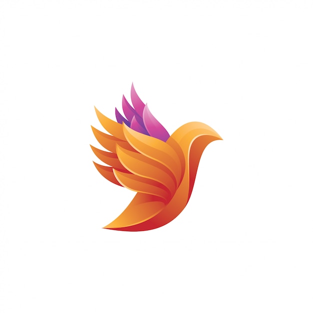 Bunter vogel wing feather logo icon