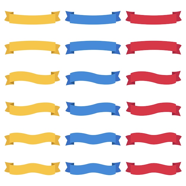 Buntes band in verschiedenen formen in drei farben - gelb, blau, rot.