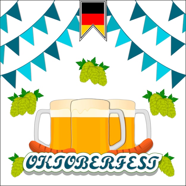 Vektor buntes banner mit einem glas bier zum oktoberfest